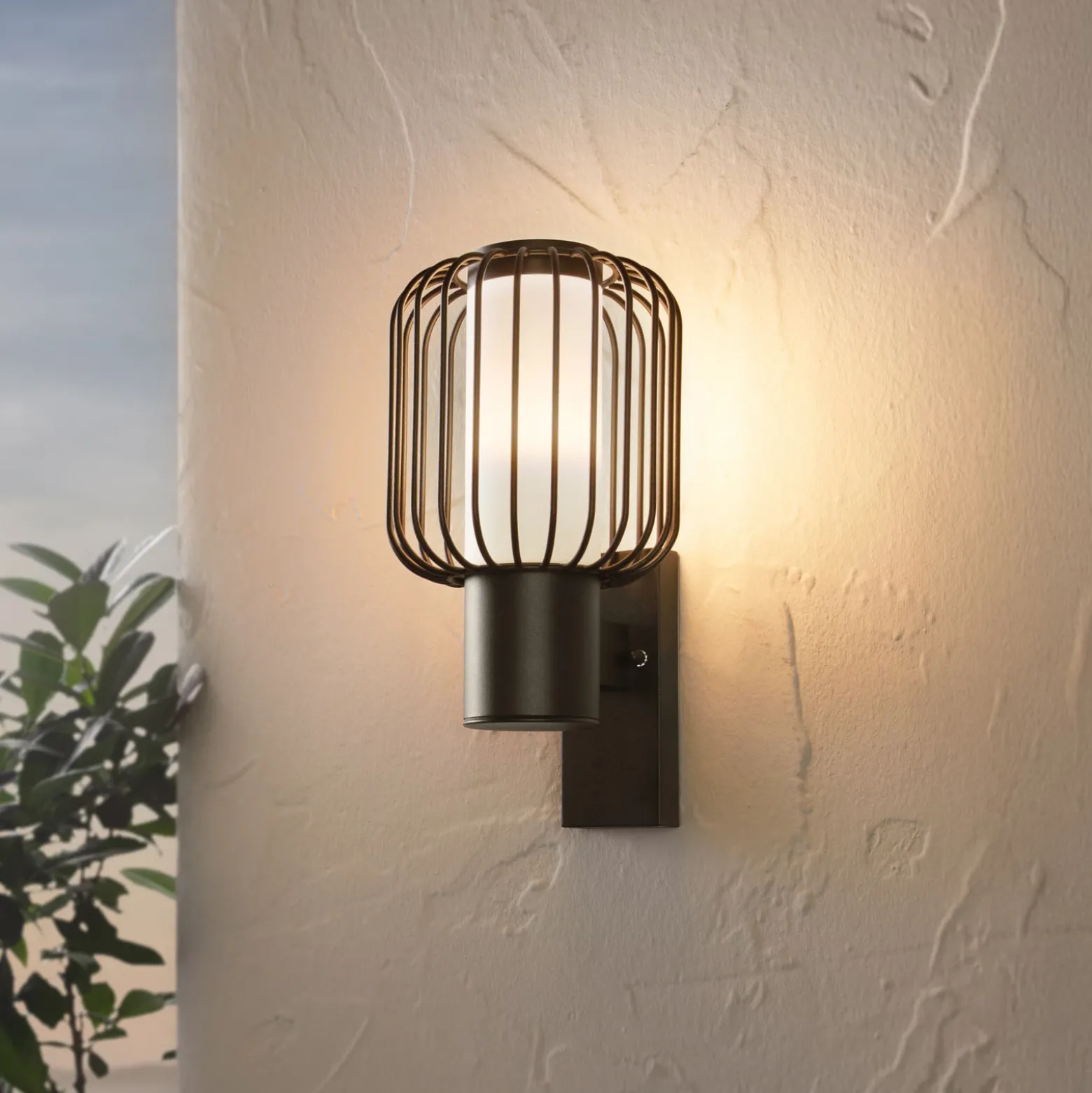 Aplique de exterior Ravello, negro, altura 27 cm, metal
