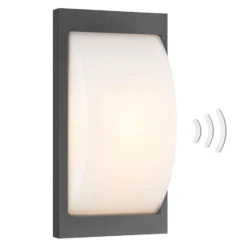 Aplique de exterior 069SEN, sensor, grafito, 33 cm, E27