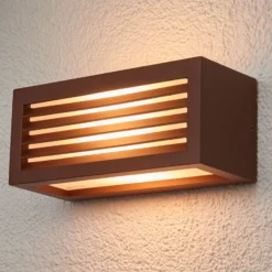 Aplique de exterior SLV Box L E27, marrón óxido