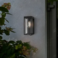 Aplique de exterior solar FLAIR, negra, 29 cm, con sensor, IP44