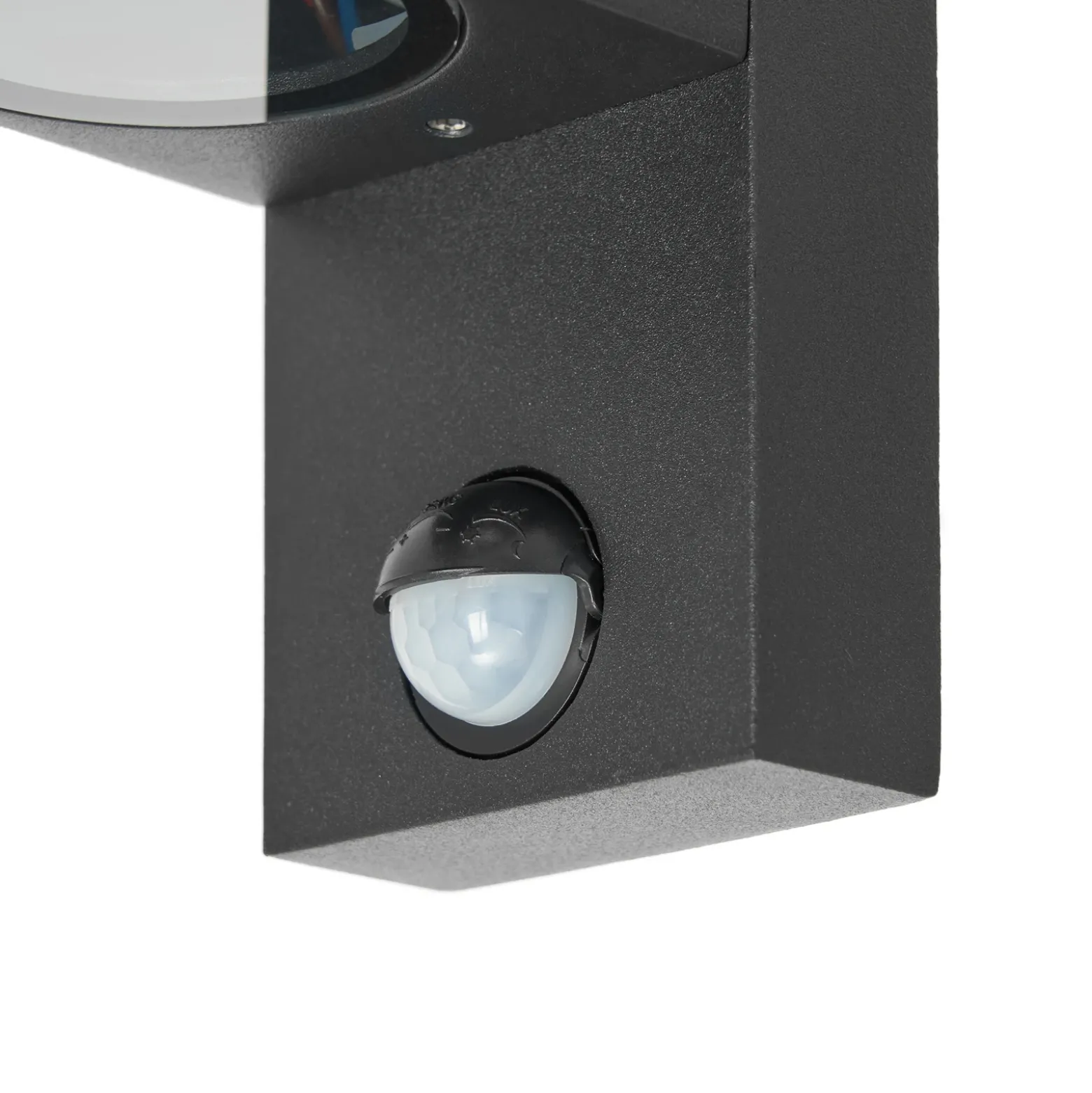 Aplique de exterior Tetje de PRIOS, negra, redonda, con sensor