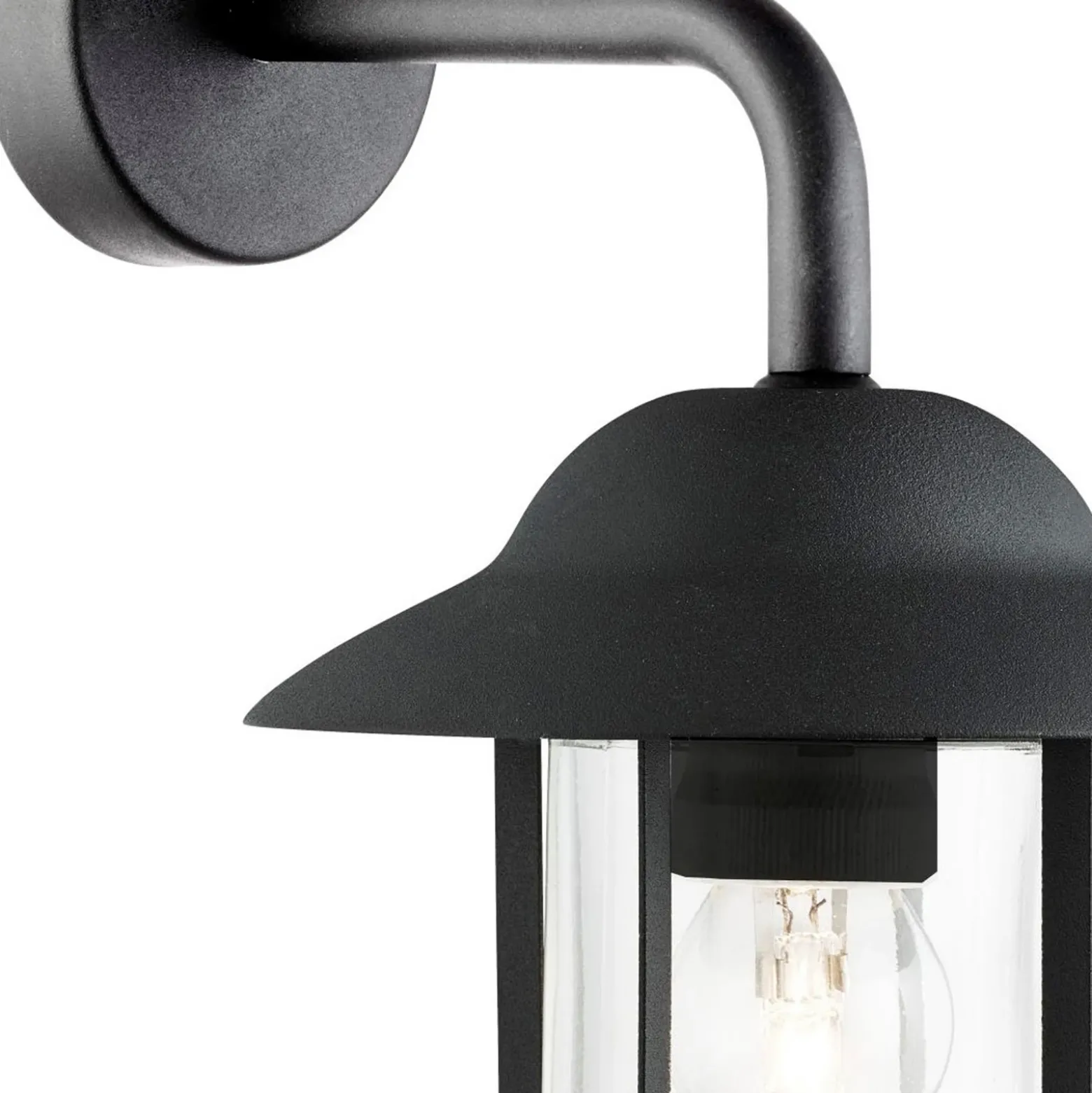 Aplique de exterior Toronto, negro IP44, acero, vidrio, E27