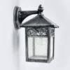 Aplique de exterior Winchcombe, negro/transparente, IP44
