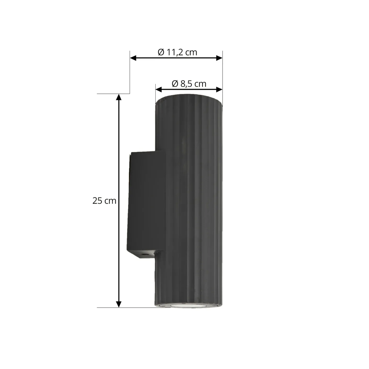Aplique de pared Christa de Lindby, antracita, hormigón, 25 cm, estriado
