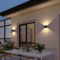 Aplique de pared exterior recargable Akku LED, Up/Down, negro