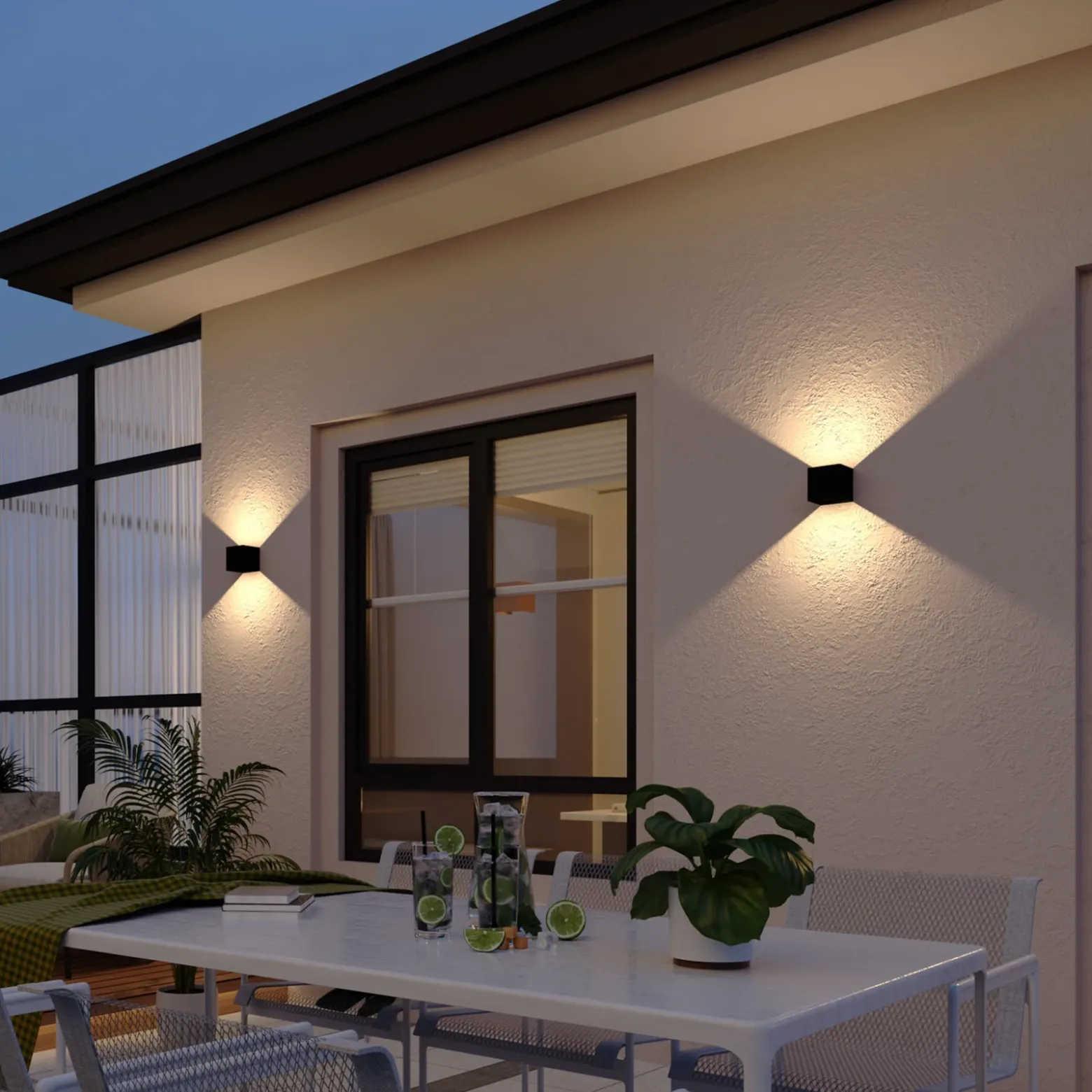Aplique de pared exterior recargable Akku LED, Up/Down, negro
