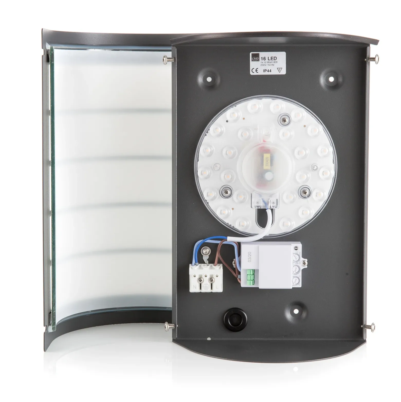 Aplique de pared LED Aqua Marco acero inoxidable antracita rejilla sensor