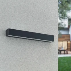 Aplique de pared LED Arcchio Lengo, 50 cm, 2 luces, antracita, CCT