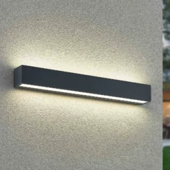 Aplique de pared LED Arcchio Lengo, 50 cm, 2 luces, antracita, CCT