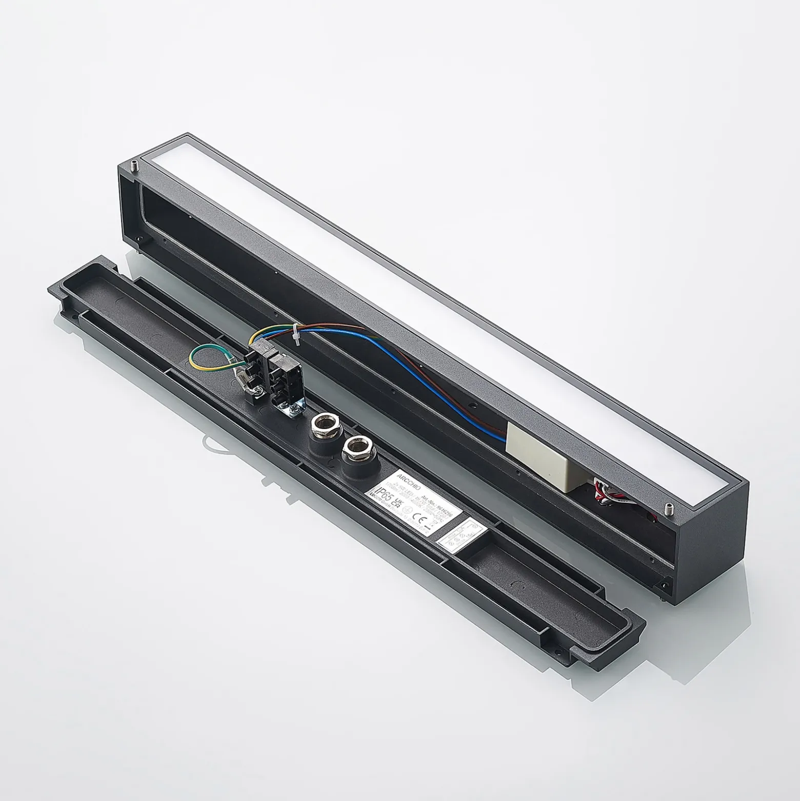 Aplique de pared LED Arcchio Lengo, 50 cm, 2 luces, antracita, CCT