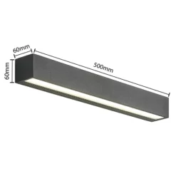 Aplique de pared LED Arcchio Lengo, 50 cm, 2 luces, antracita, CCT