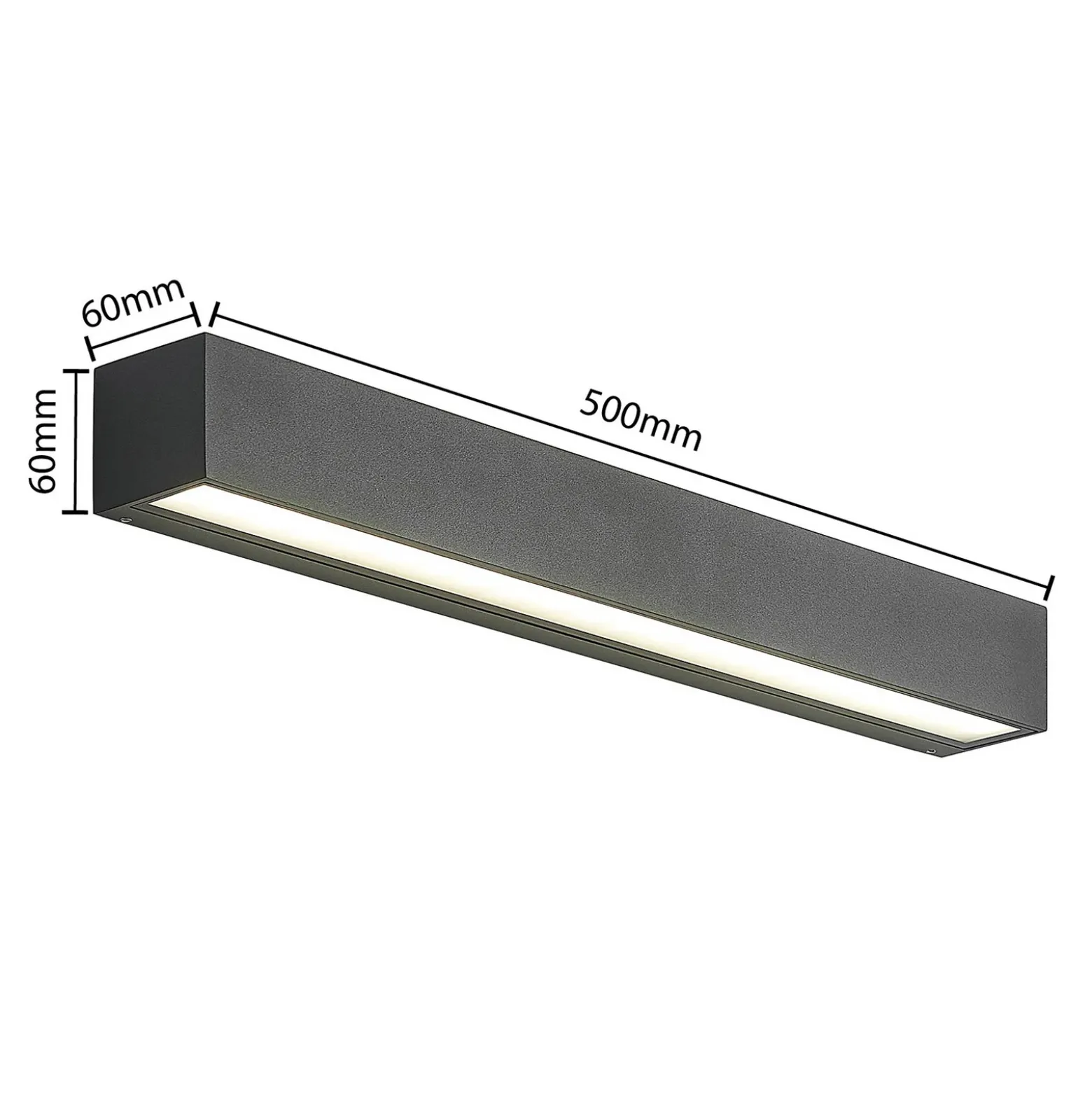 Aplique de pared LED Arcchio Lengo, 50 cm, 2 luces, antracita, CCT