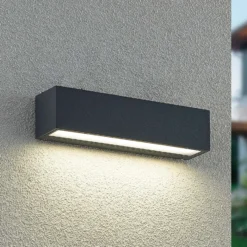 Aplique de pared LED Arcchio Lengo, 25 cm, 1 luz, antracita, CCT