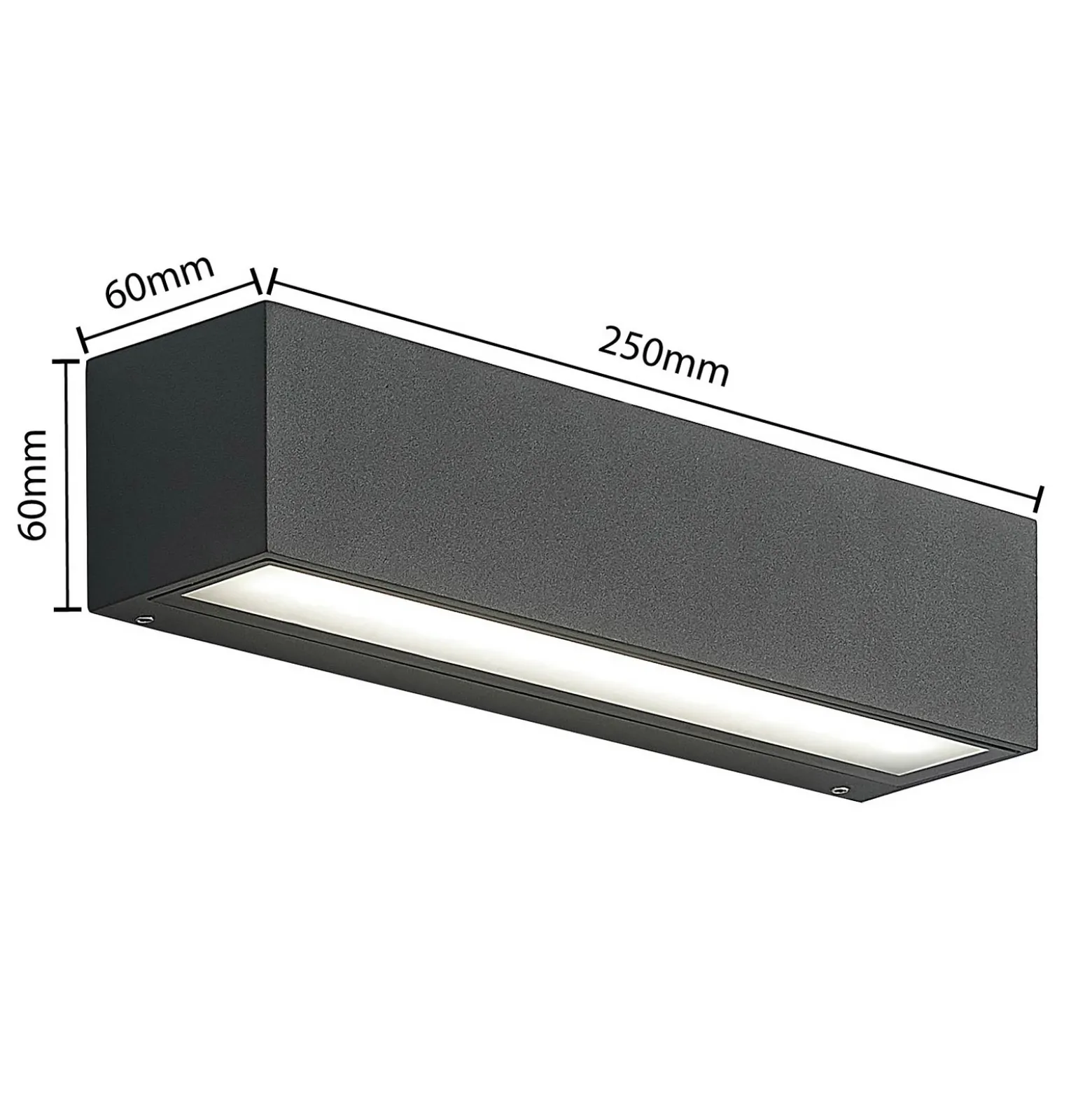 Aplique de pared LED Arcchio Lengo, 25 cm, 1 luz, antracita, CCT
