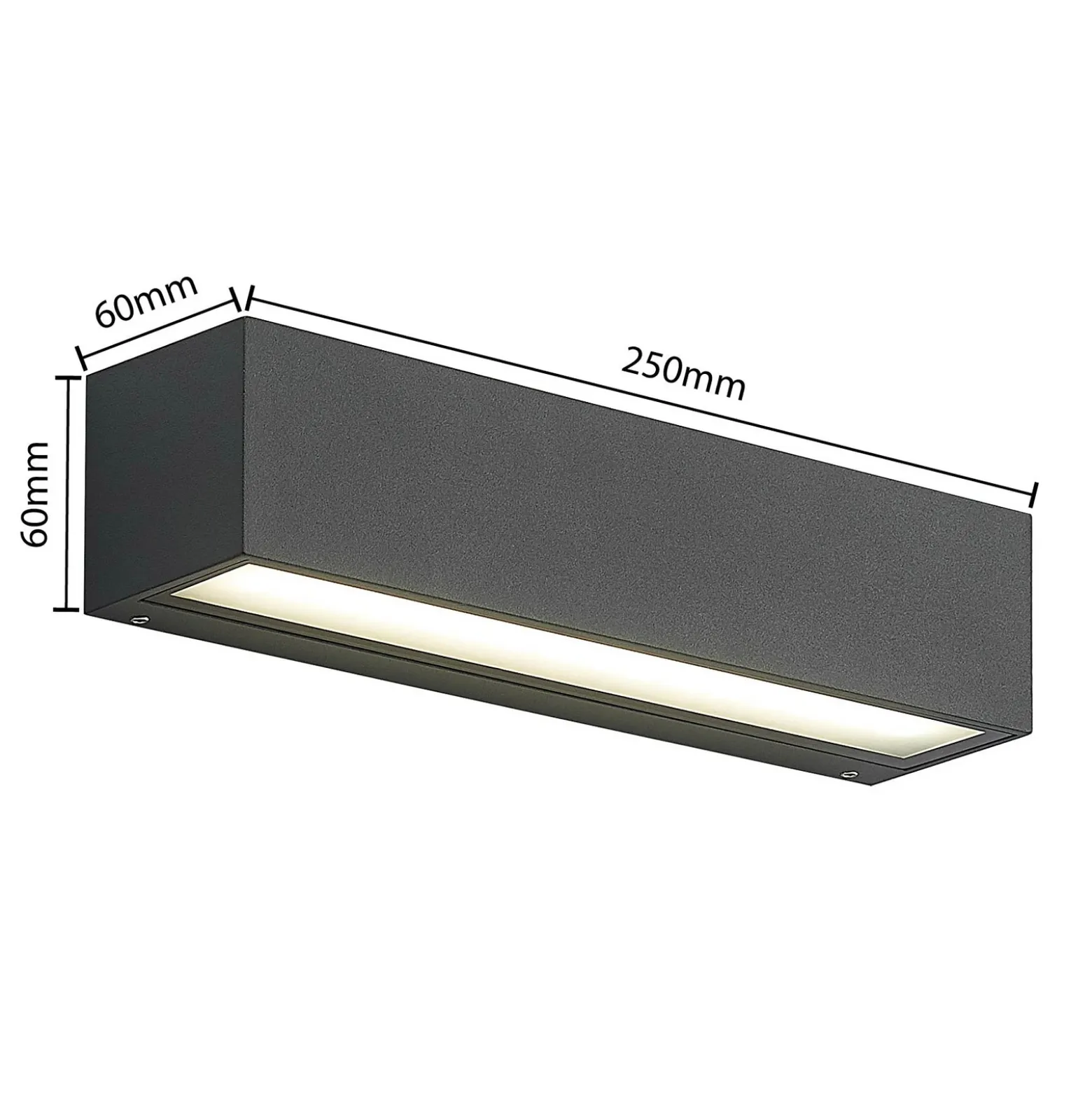 Aplique de pared LED Arcchio Lengo, 25 cm, 2 luces, antracita, CCT