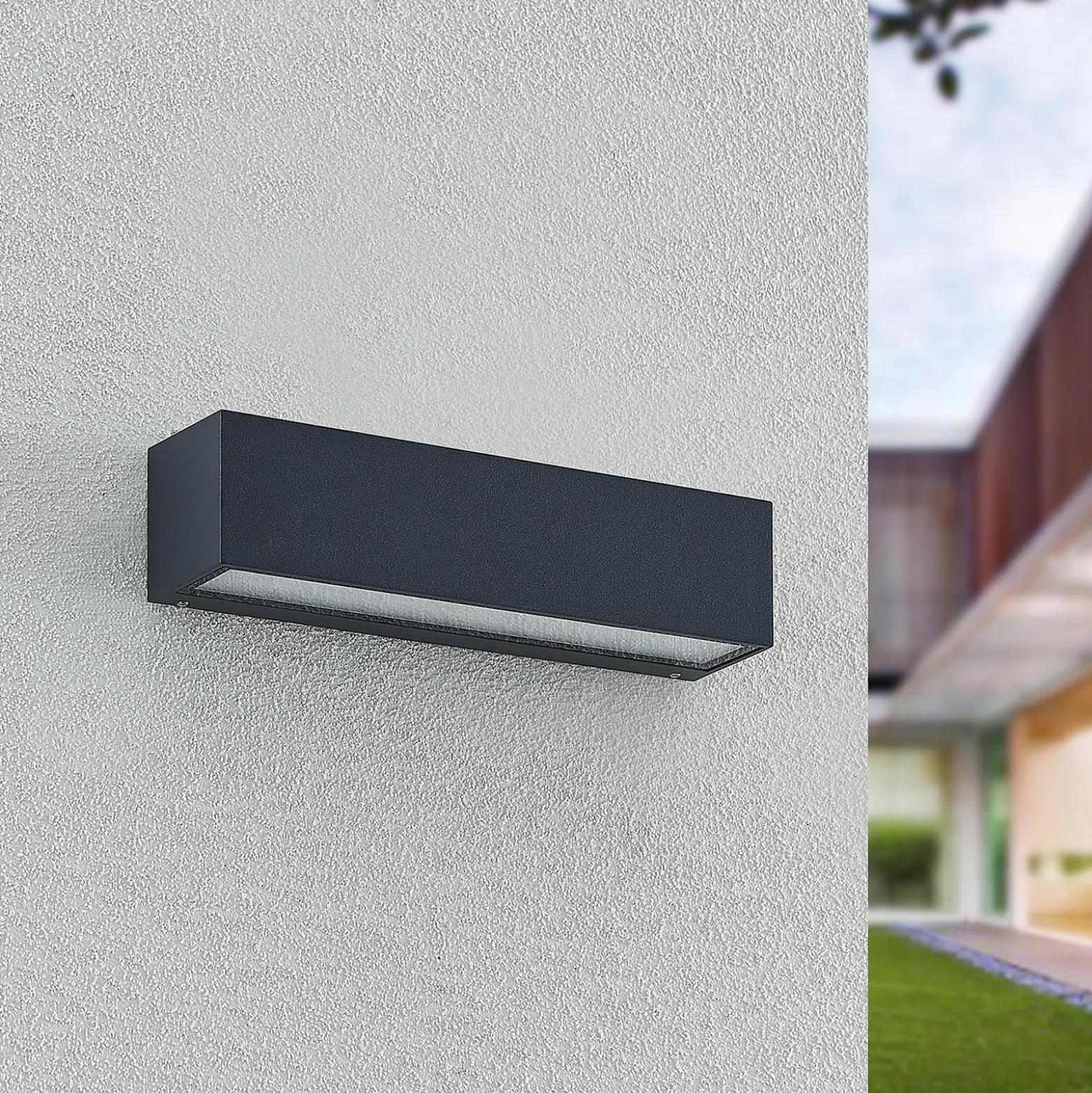 Aplique de pared LED Arcchio Lengo, 25 cm, 2 luces, antracita, CCT