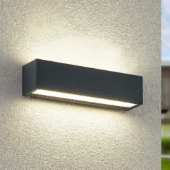 Aplique de pared LED Arcchio Lengo, 25 cm, 2 luces, antracita, CCT