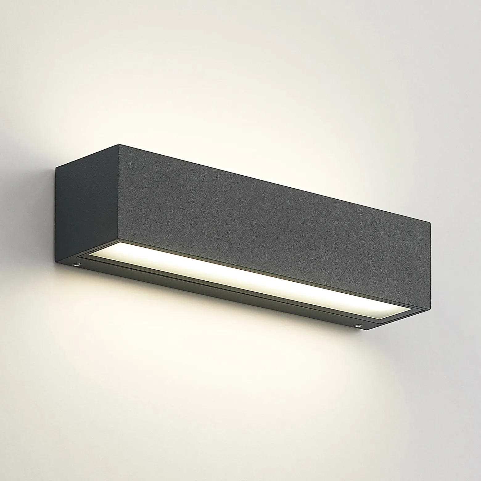 Aplique de pared LED Arcchio Lengo, 25 cm, 2 luces, antracita, CCT