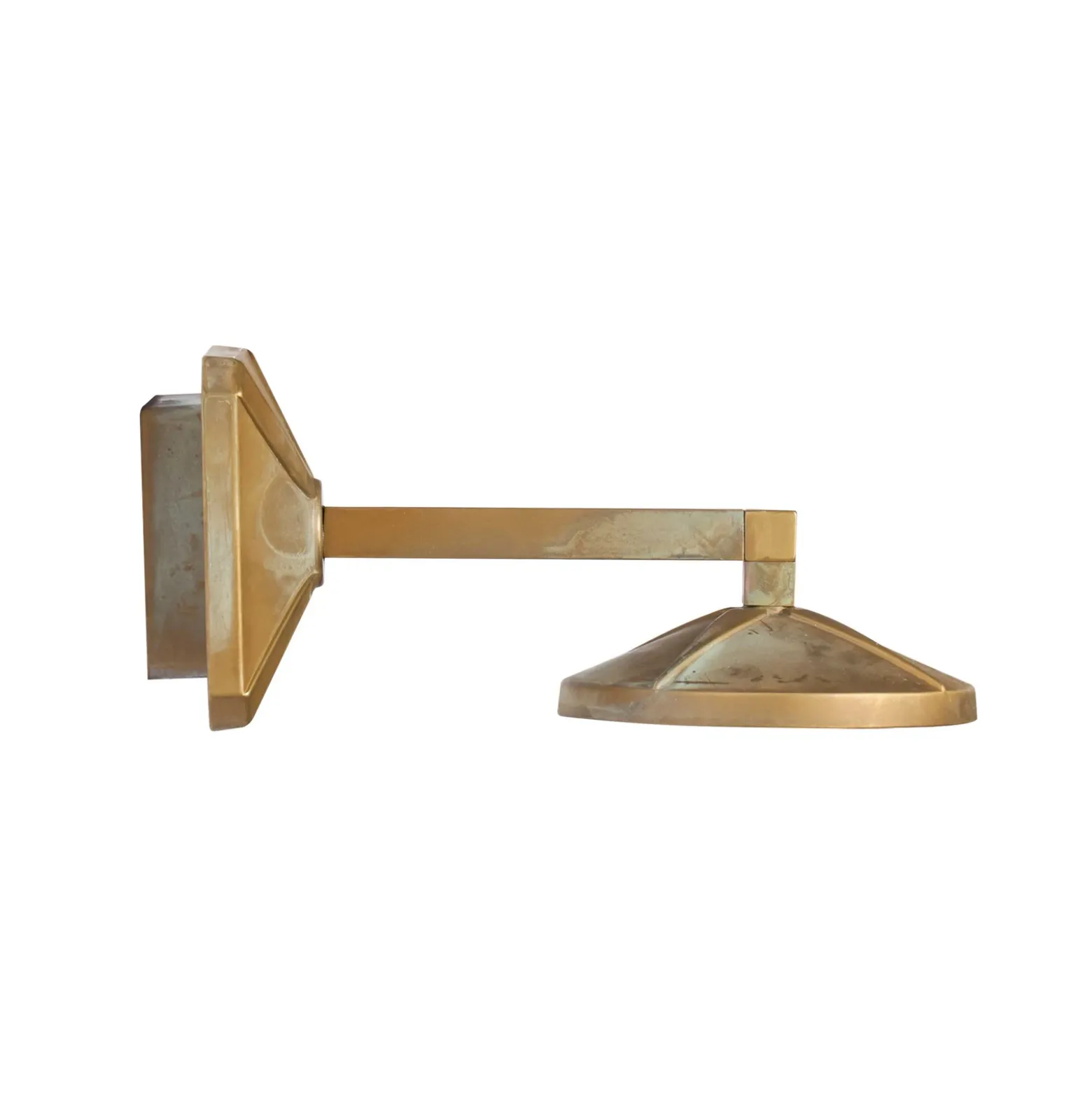 Aplique de pared LED Aura Disk, saliente de 23 cm, latón antiguo, IP65