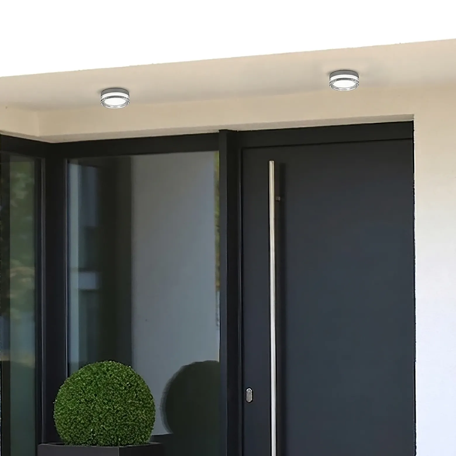 Aplique de pared LED CMD 9054, antracita/transparente, Ø 13 cm, CCT, IP65