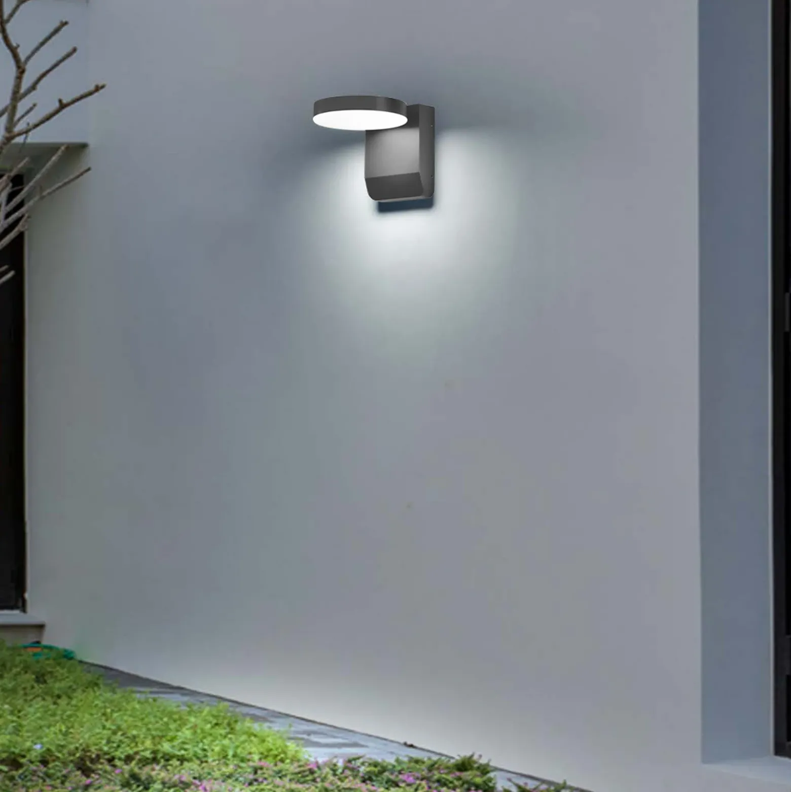 Aplique de pared LED CMD 9082, antracita, ancho 16 cm, CCT, IP54