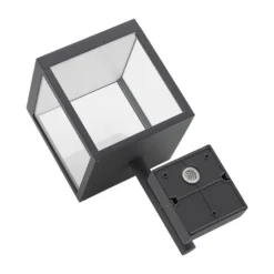 Aplique de pared LED Cube de Lucande, antracita, vidrio, 37 cm, IP54
