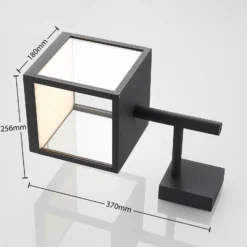 Aplique de pared LED Cube de Lucande, antracita, vidrio, 37 cm, IP54