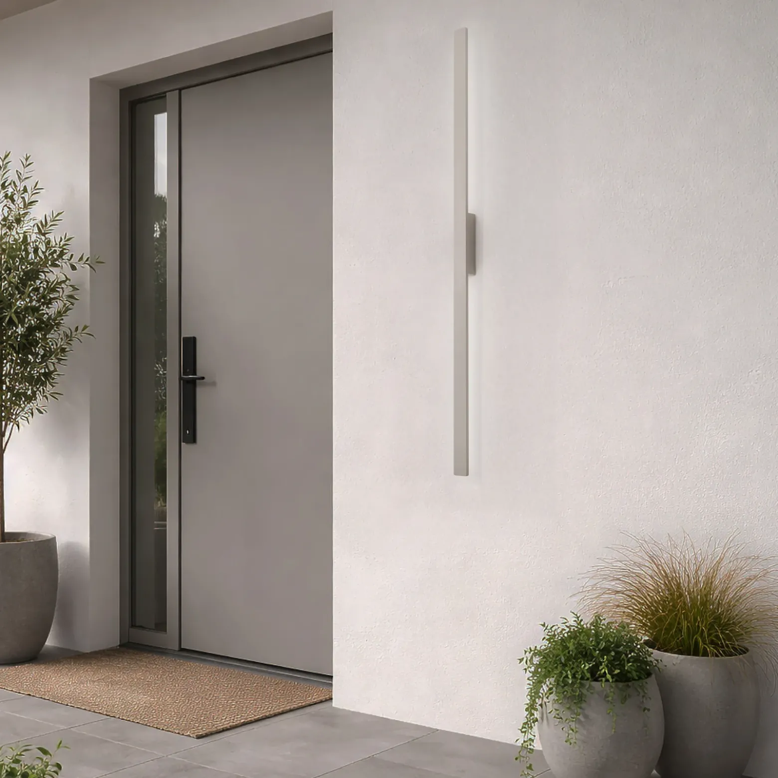Aplique de pared LED Demi L, arena, aluminio, altura 144 cm, IP54