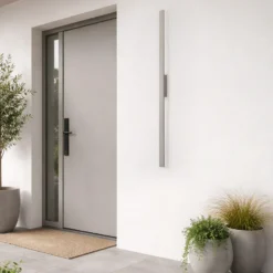 Aplique de pared LED Demi L, arena, aluminio, altura 144 cm, IP54