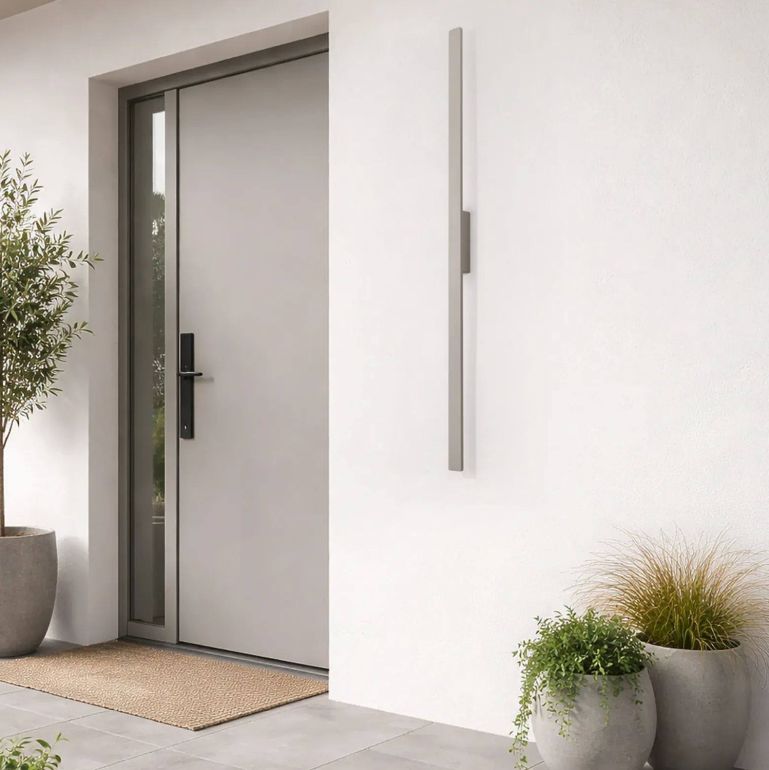 Aplique de pared LED Demi L, arena, aluminio, altura 144 cm, IP54