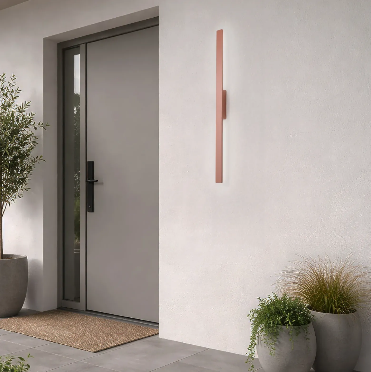 Aplique de pared LED Demi M, rojo ladrillo, aluminio, altura 100 cm, IP54