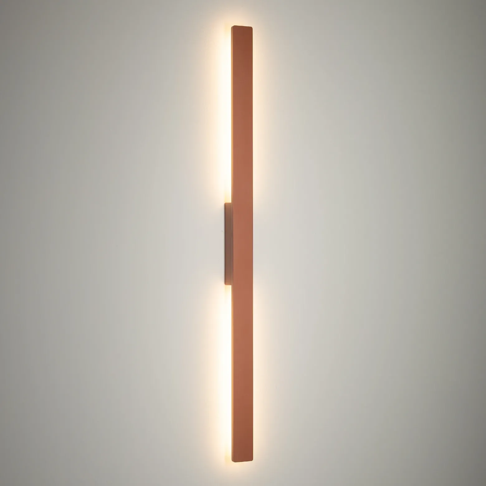 Aplique de pared LED Demi M, rojo ladrillo, aluminio, altura 100 cm, IP54