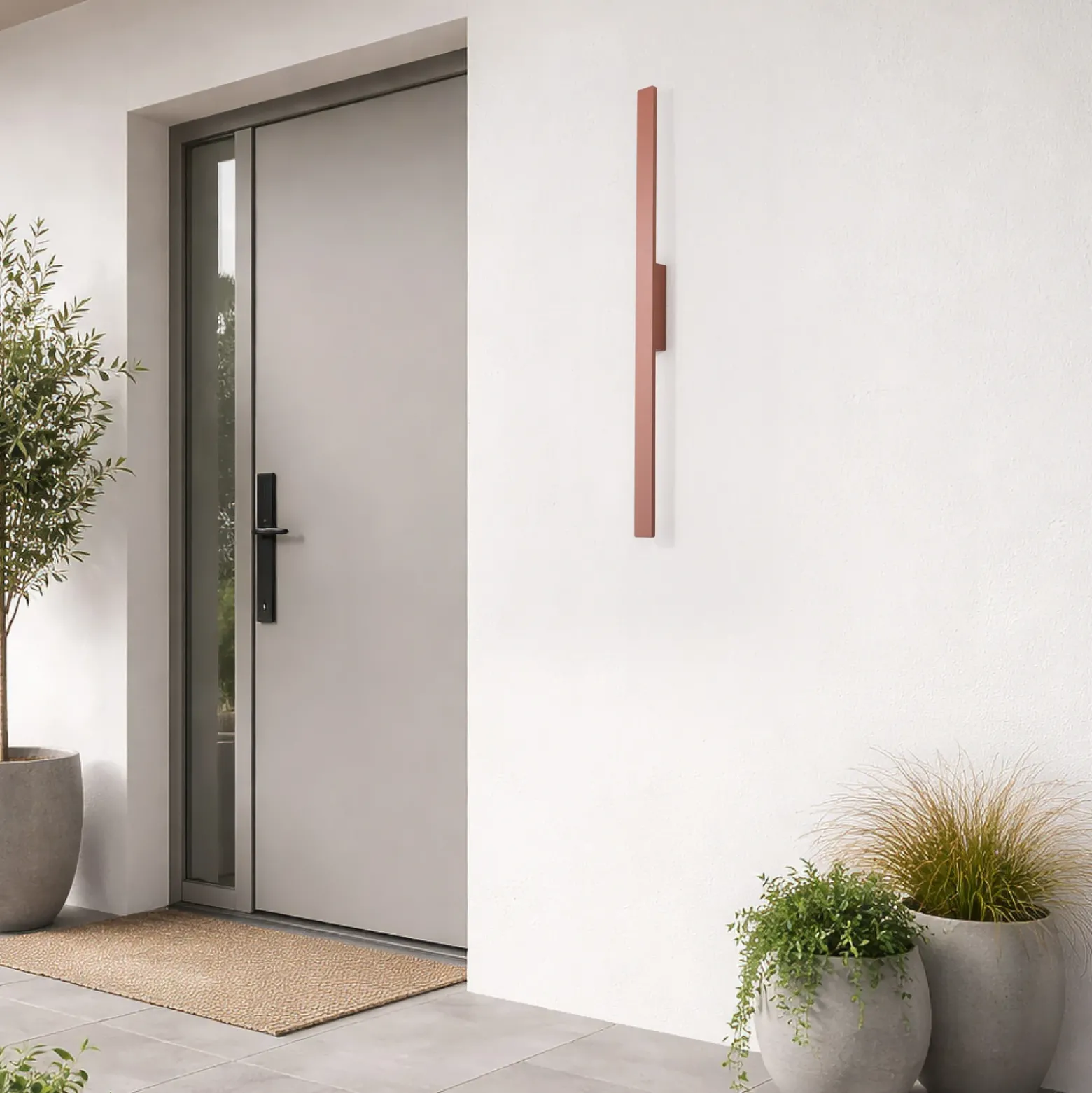 Aplique de pared LED Demi M, rojo ladrillo, aluminio, altura 100 cm, IP54