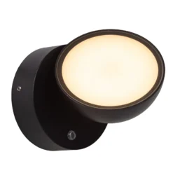 Aplique de pared LED Finn, negro, IP54, sensor día/noche