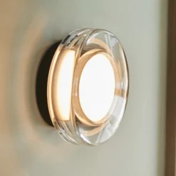 Aplique de pared LED Hugo de LOOM DESIGN, negro/transparente, Ø 17 cm, IP65