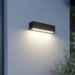 Aplique de pared LED Lengo de Lucande, 25 cm, antracita, luz hacia abajo, 3000 K