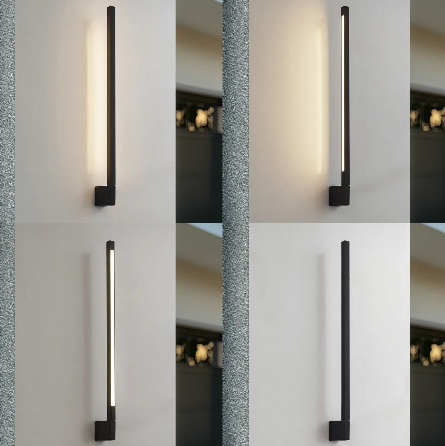 Aplique de pared LED Lindby Neano, 80 cm, negro, metal, IP54