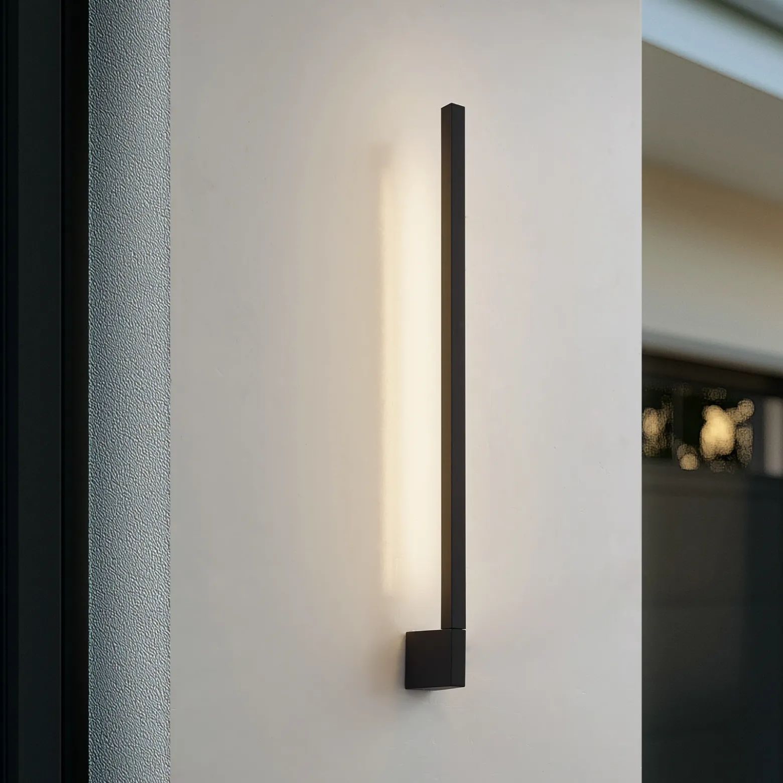 Aplique de pared LED Lindby Neano, 80 cm, negro, metal, IP54