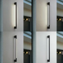 Aplique de pared LED Lindby Neano, 90 cm, negro, metal, IP54