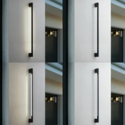 Aplique de pared LED Lindby Neano, 120 cm, negro, metal, IP54
