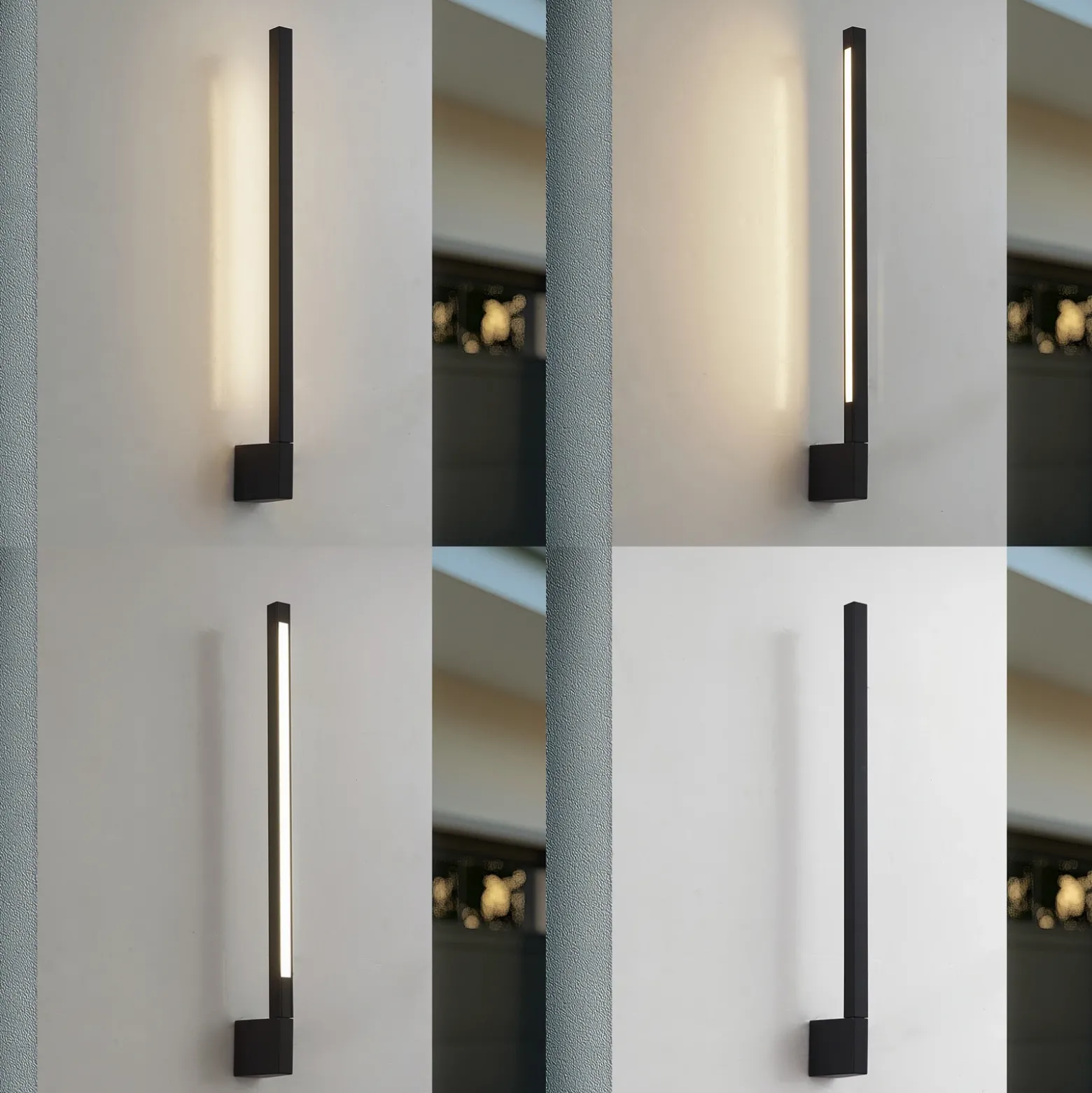 Aplique de pared LED Lindby Neano, 60 cm, negro, metal, IP54