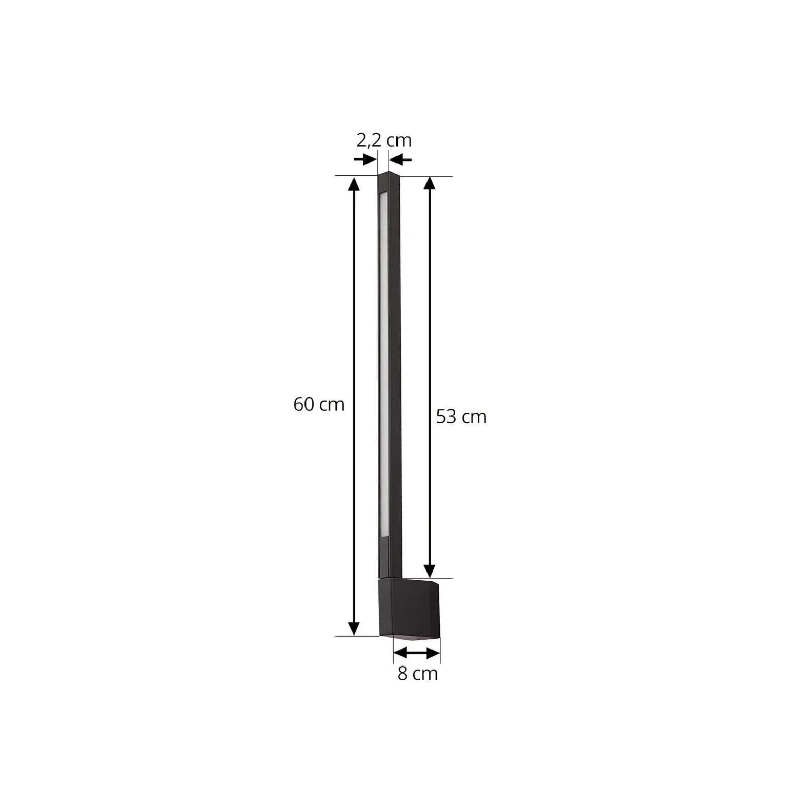 Aplique de pared LED Lindby Neano, 60 cm, negro, metal, IP54