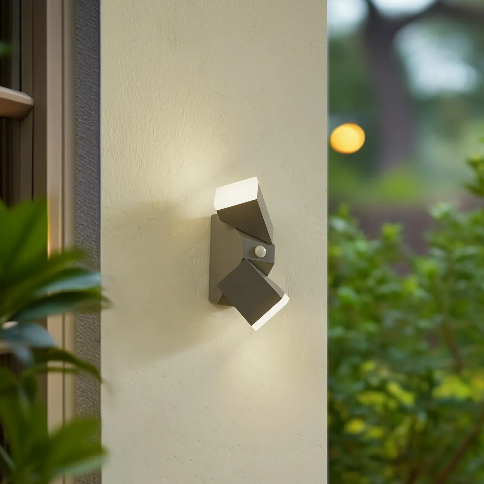 Aplique de pared LED Lindby «Sally», 22 cm, gris, IP54, con sensor