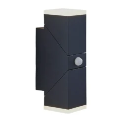 Aplique de pared LED Lindby Sally, 22 cm, antracita, IP54, sensor