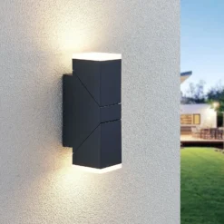Aplique de pared LED Lindby Sally, 22cm, antracita, IP54