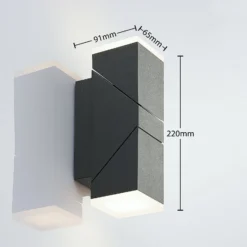 Aplique de pared LED Lindby Sally, 22cm, antracita, IP54