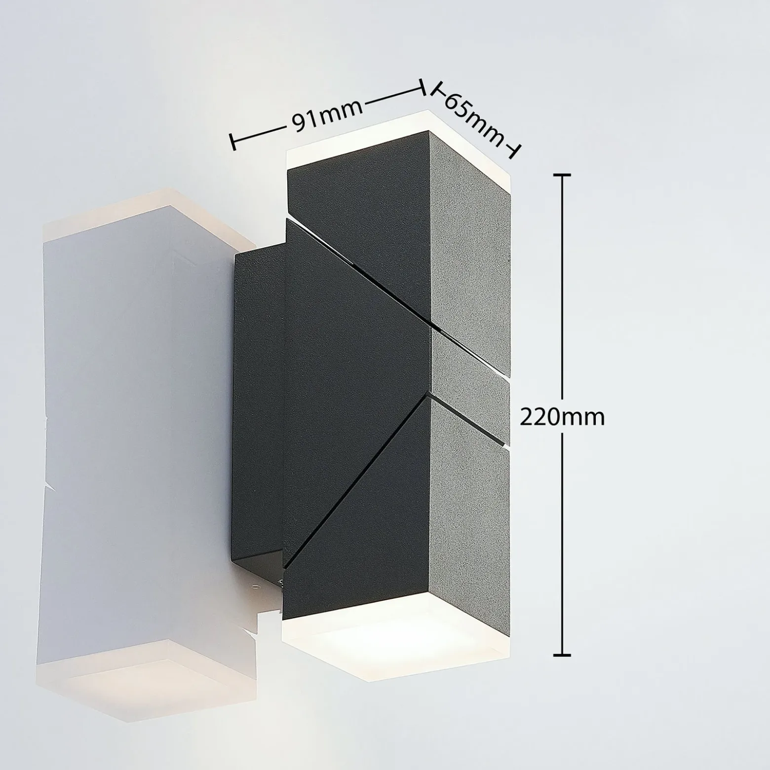 Aplique de pared LED Lindby Sally, 22cm, antracita, IP54