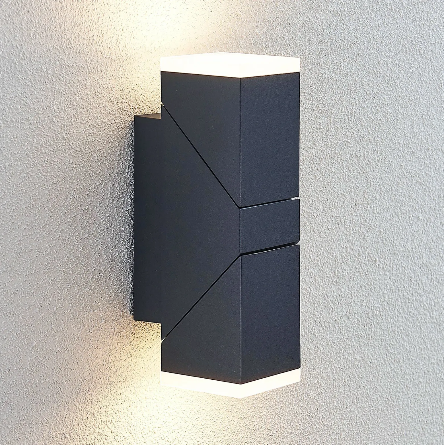 Aplique de pared LED Lindby Sally, 22cm, antracita, IP54