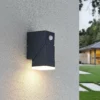 Aplique de pared LED Lindby Sally, 15 cm, antracita, IP54, sensor