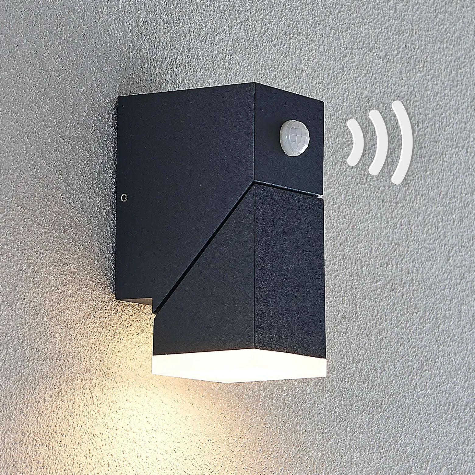 Aplique de pared LED Lindby Sally, 15 cm, antracita, IP54, sensor